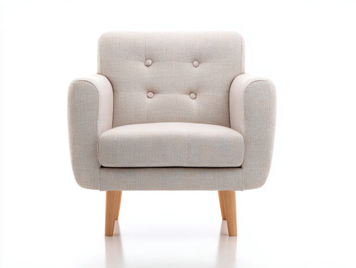 Fauteuil en tissu rembourré 76x74x84 cm - beige clair - design moderne pour salon-Pinemynest