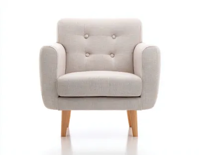 Fauteuil en tissu rembourré 76x74x84 cm - beige clair - design moderne pour salon-Pinemynest