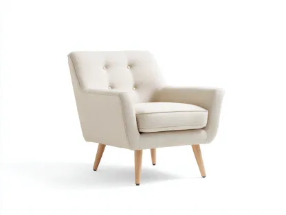 Fauteuil en tissu rembourré 78x74x86 cm - beige clair - design moderne pour salon-Pinemynest