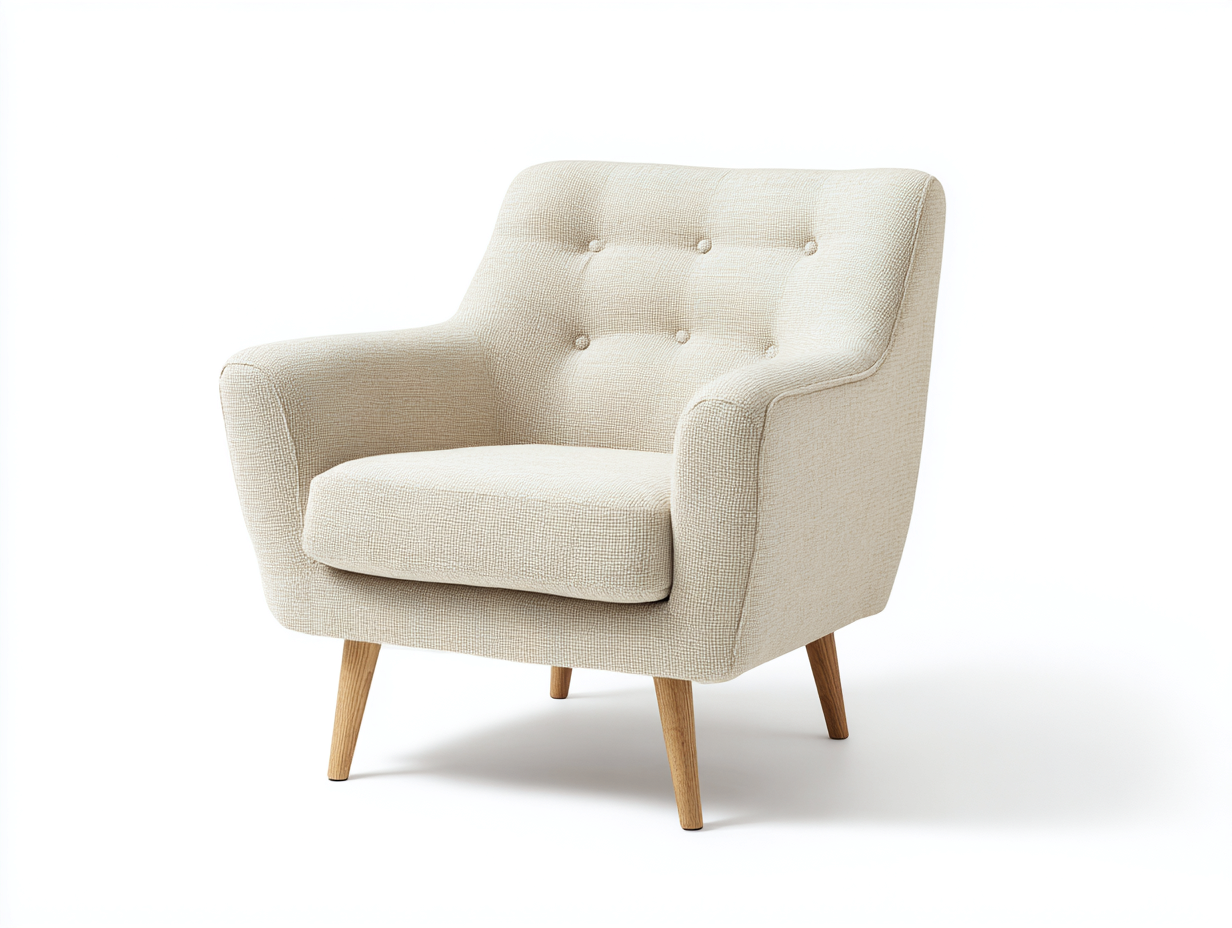 Fauteuil en tissu rembourré 80x76x86 cm - beige clair - design moderne pour salon-Pinemynest