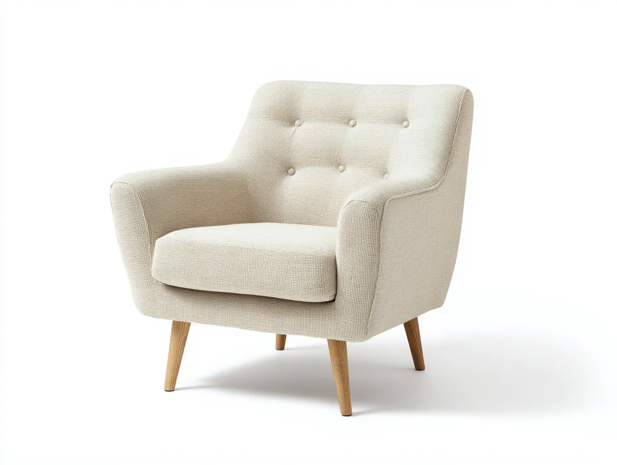 Fauteuil en tissu rembourré 80x76x86 cm - beige clair - design moderne pour salon-Pinemynest