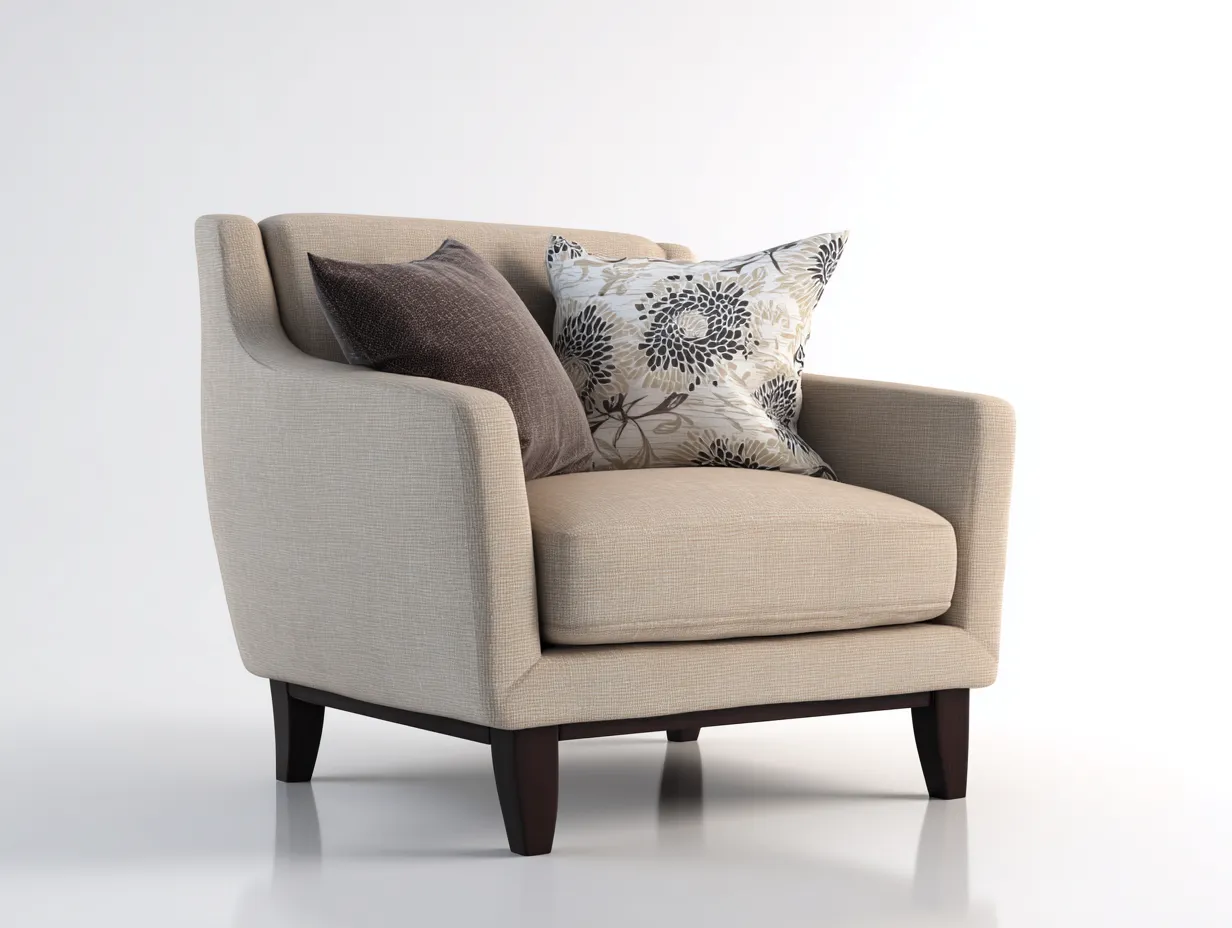 Fauteuil en tissu rembourré 82x78x84 cm - beige - design moderne pour salon-Pinemynest