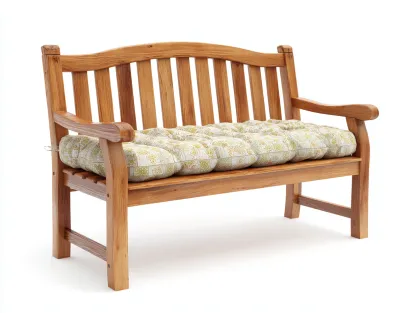 Banc de jardin en bois massif avec coussin 130x63x90 cm - Marron-Vert floral - Design classique - Adapté à l'extérieur-Pinemynest