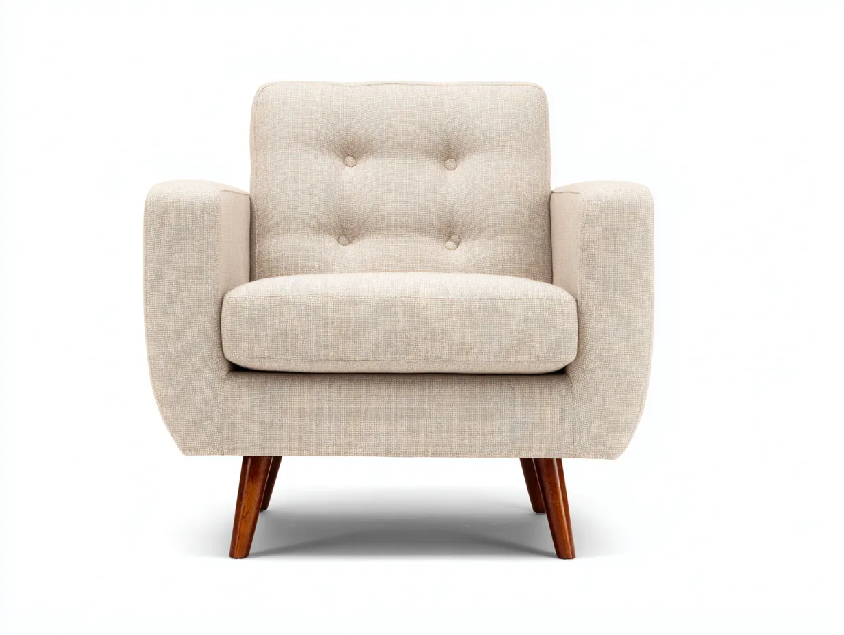 Fauteuil en tissu rembourré 78x76x84 cm - beige clair - design moderne pour salon-Pinemynest