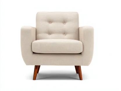 Fauteuil en tissu rembourré 78x76x84 cm - beige clair - design moderne pour salon-Pinemynest