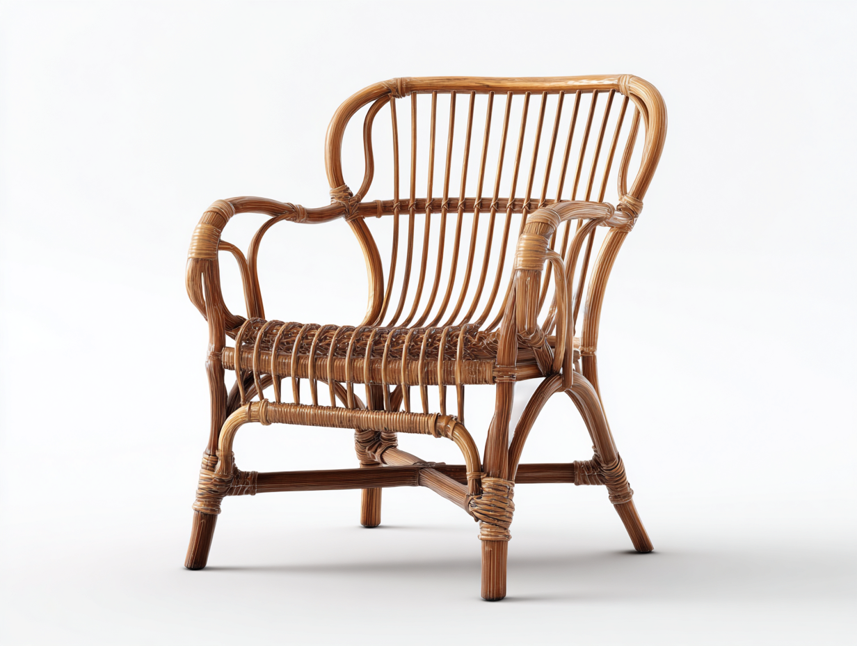 Fauteuil en rotin brun naturel 68x62x86 cm - adapté à l'extérieur - style artisanal-Pinemynest