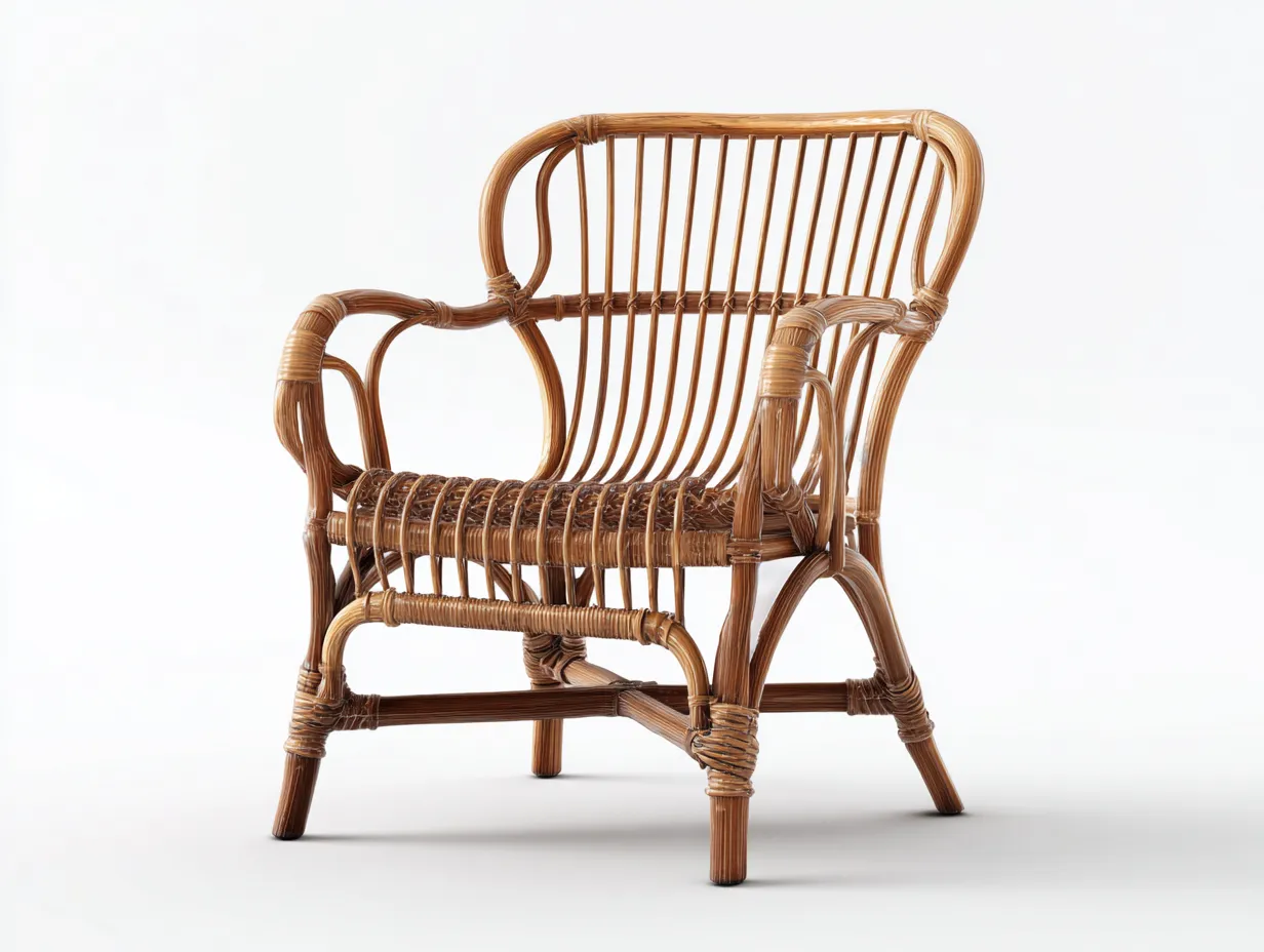 Fauteuil en rotin brun naturel 68x62x86 cm - adapté à l'extérieur - style artisanal-Pinemynest