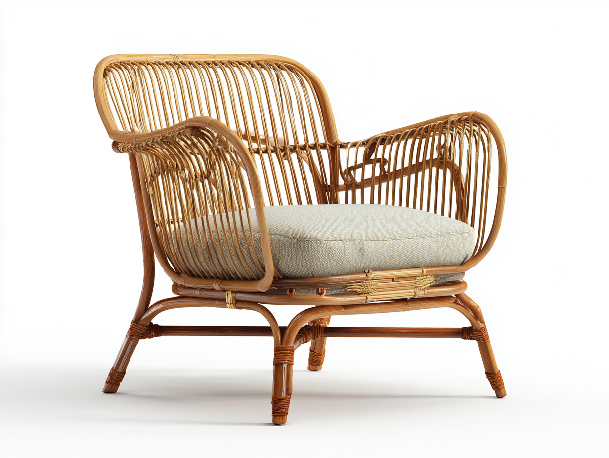 Fauteuil en rotin naturel 78x72x80 cm - beige - design bohème pour extérieur-Pinemynest