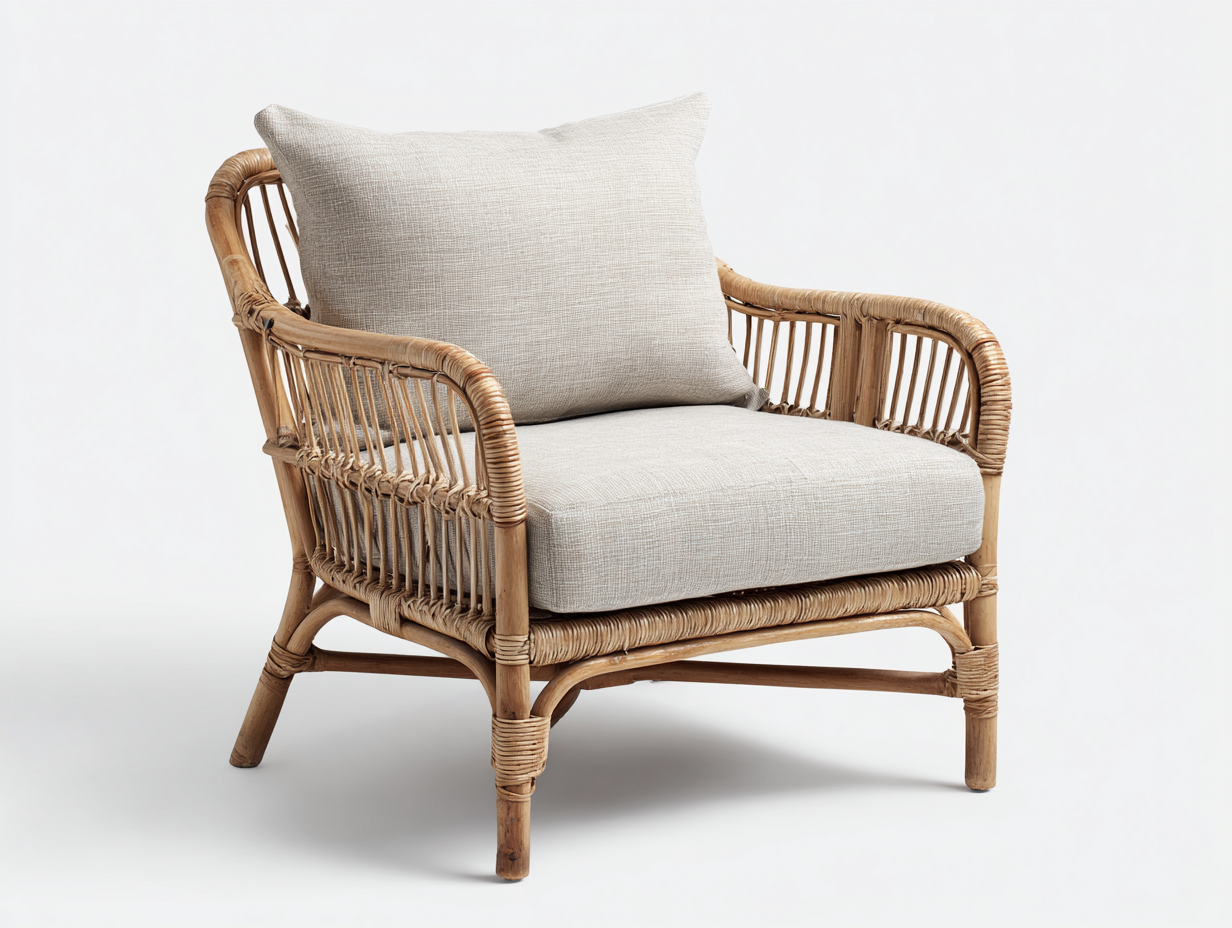Fauteuil en rotin naturel 76x72x84 cm - naturel - design bohème pour extérieur-Pinemynest