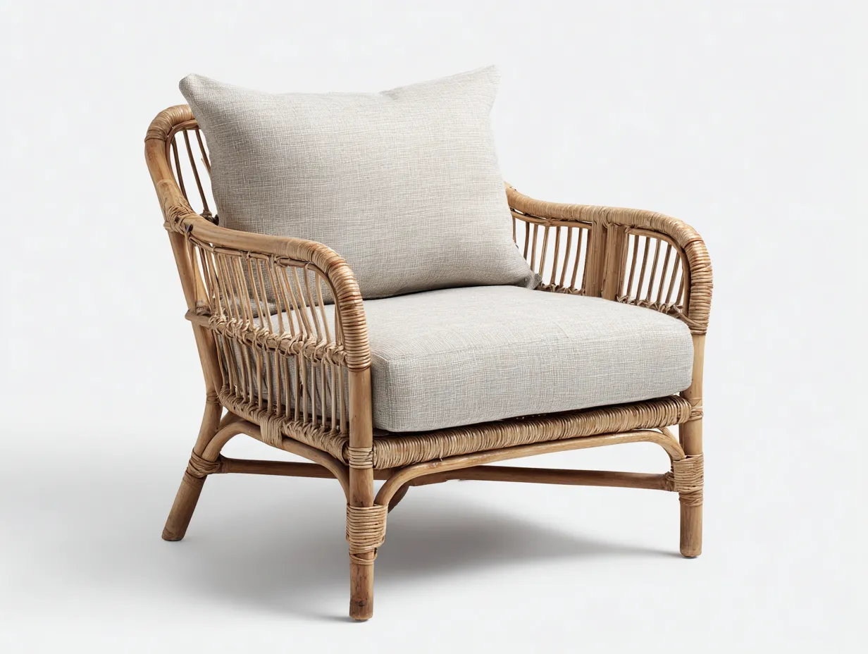 Fauteuil en rotin naturel 76x72x84 cm - naturel - design bohème pour extérieur-Pinemynest