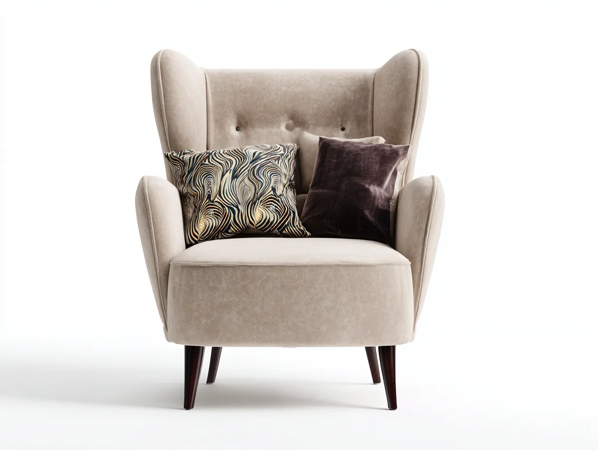 Fauteuil en tissu rembourré 86x82x108 cm - beige - design moderne pour salon-Pinemynest