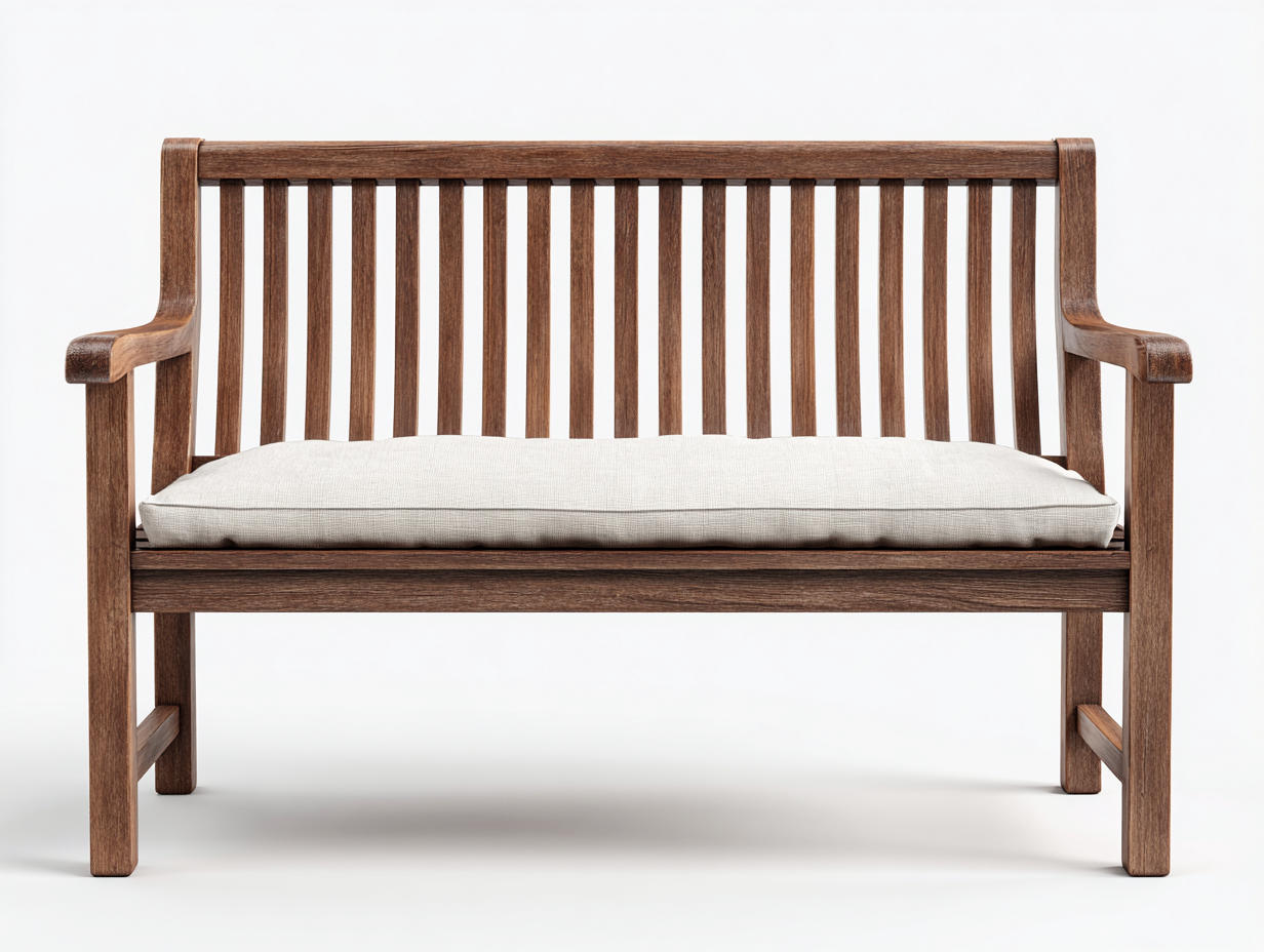 Banc de jardin en bois massif avec coussin 125x62x92 cm - Marron-Blanc cassé - Design classique - Adapté à l'extérieur-Pinemynest