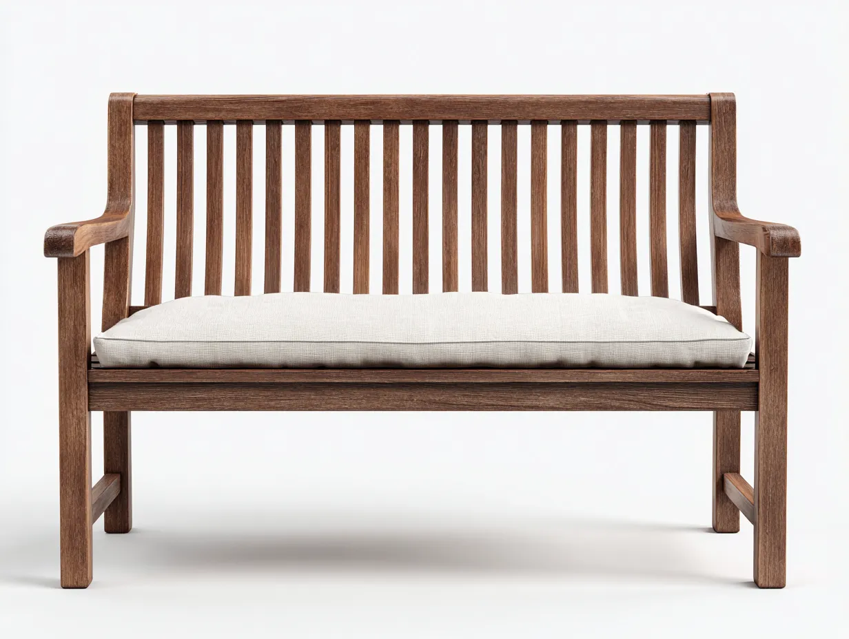 Banc de jardin en bois massif avec coussin 125x62x92 cm - Marron-Blanc cassé - Design classique - Adapté à l'extérieur-Pinemynest