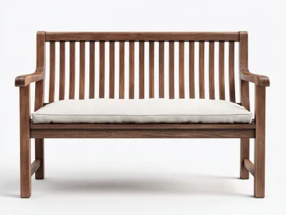 Banc de jardin en bois massif avec coussin 125x62x92 cm - Marron-Blanc cassé - Design classique - Adapté à l'extérieur-Pinemynest