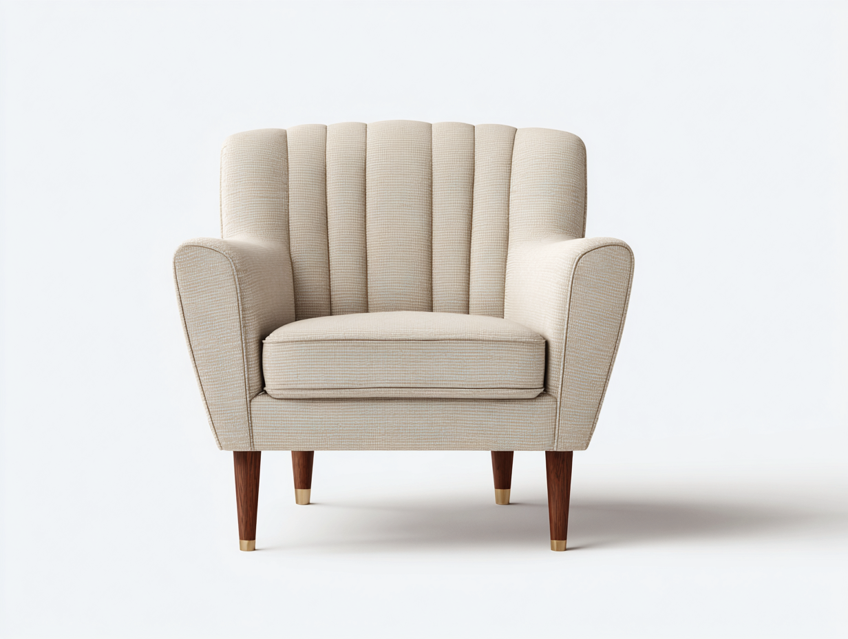Fauteuil en tissu rembourré 80x78x92 cm - beige clair - design rétro pour salon-Pinemynest