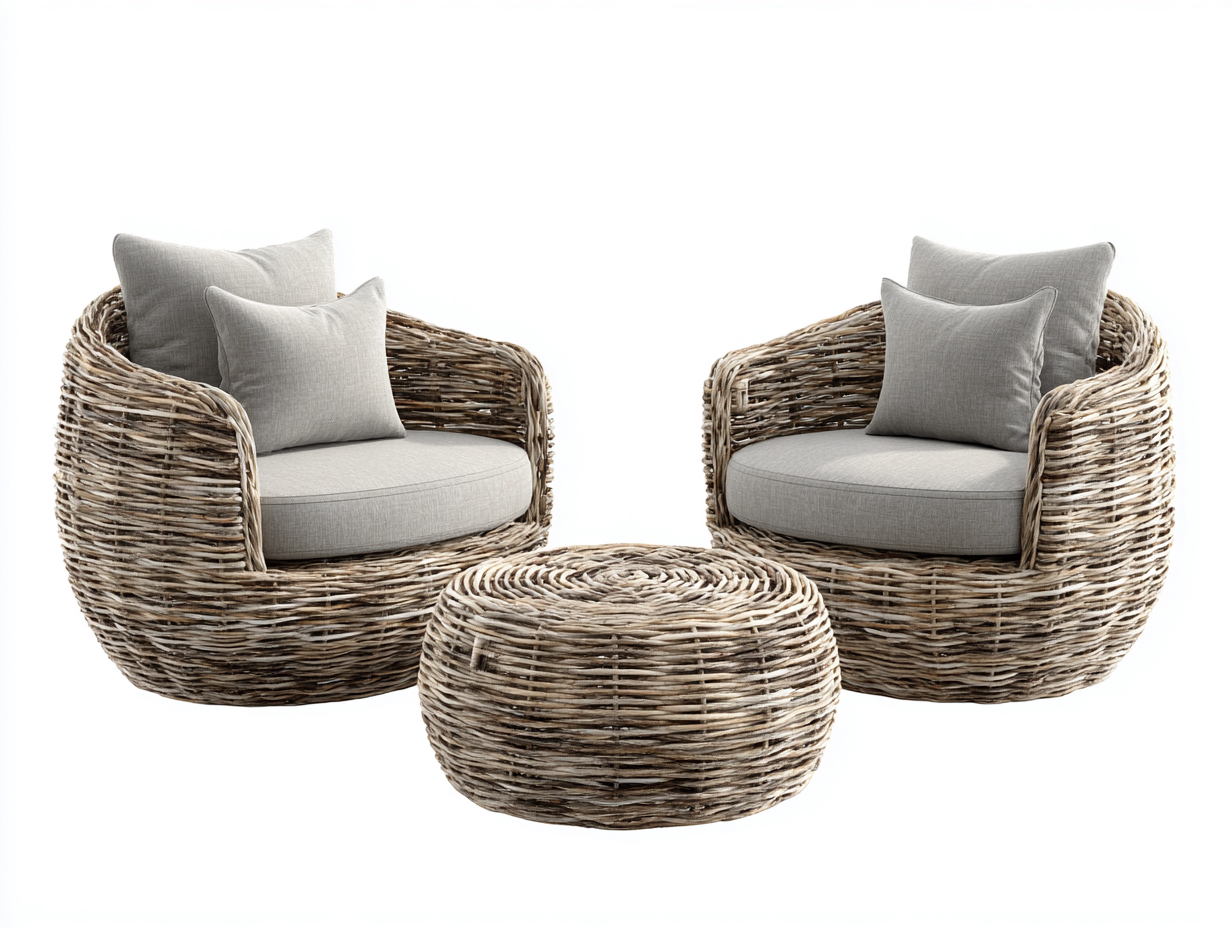 Canapé de jardin en rotin synthétique 92x84x76 cm beige-naturel pour terrasse et jardin style moderne-Havenupmart