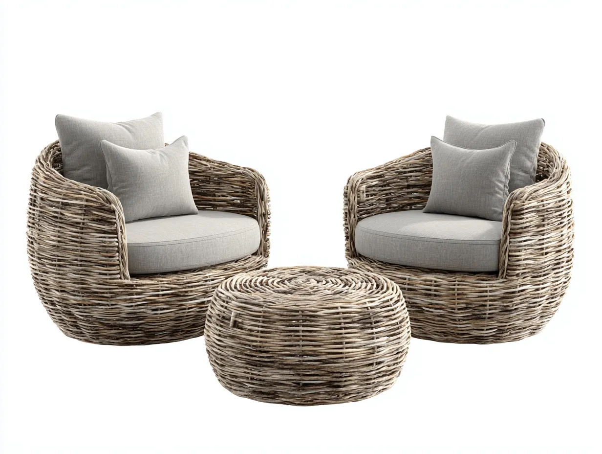 Canapé de jardin en rotin synthétique 92x84x76 cm beige-naturel pour terrasse et jardin style moderne-Havenupmart