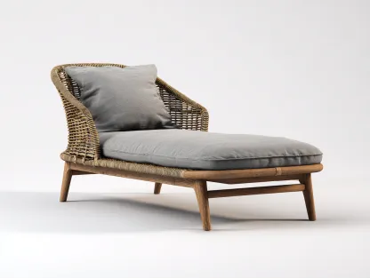 Bain de soleil en résine tressée et bois 165x68x78 cm gris-naturel style moderne pour jardin terrasse et bord de piscine-Havenupmart