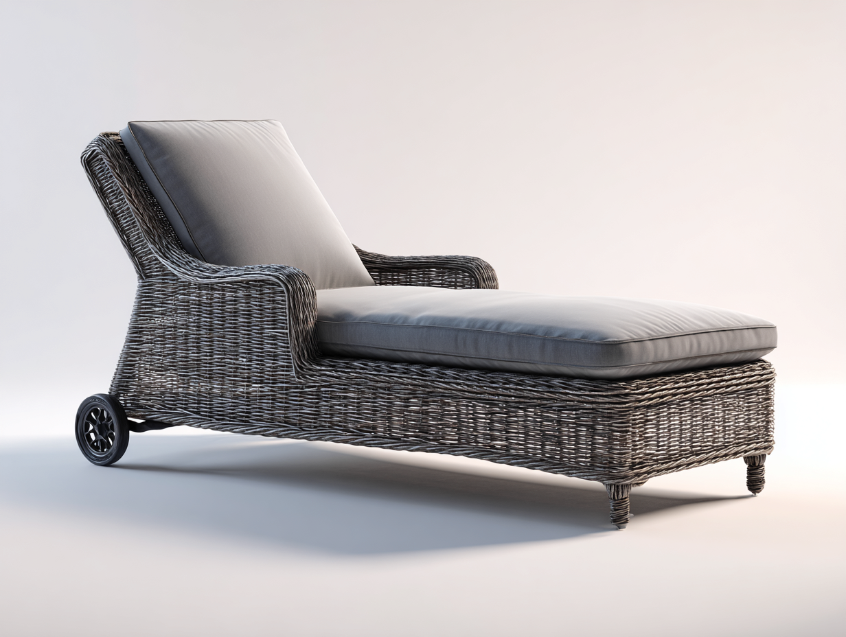 Bain de soleil en résine tressée 176x73x84 cm gris style moderne pour jardin terrasse et bord de piscine-Havenupmart