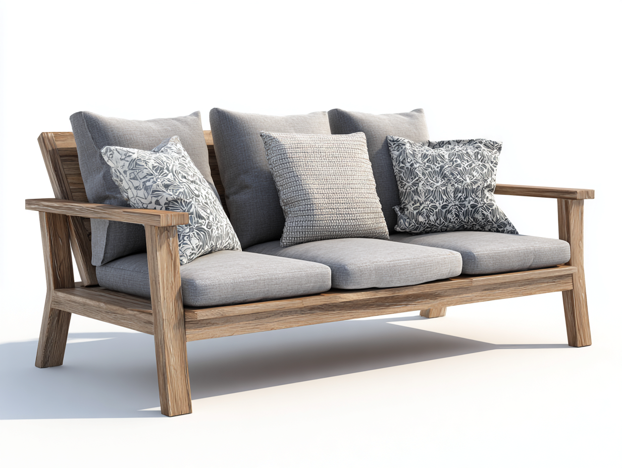 Canapé de jardin en bois 182x78x82 cm gris-naturel pour terrasse et jardin style moderne-Havenupmart
