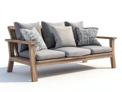 Canapé de jardin en bois 182x78x82 cm gris-naturel pour terrasse et jardin style moderne-Havenupmart