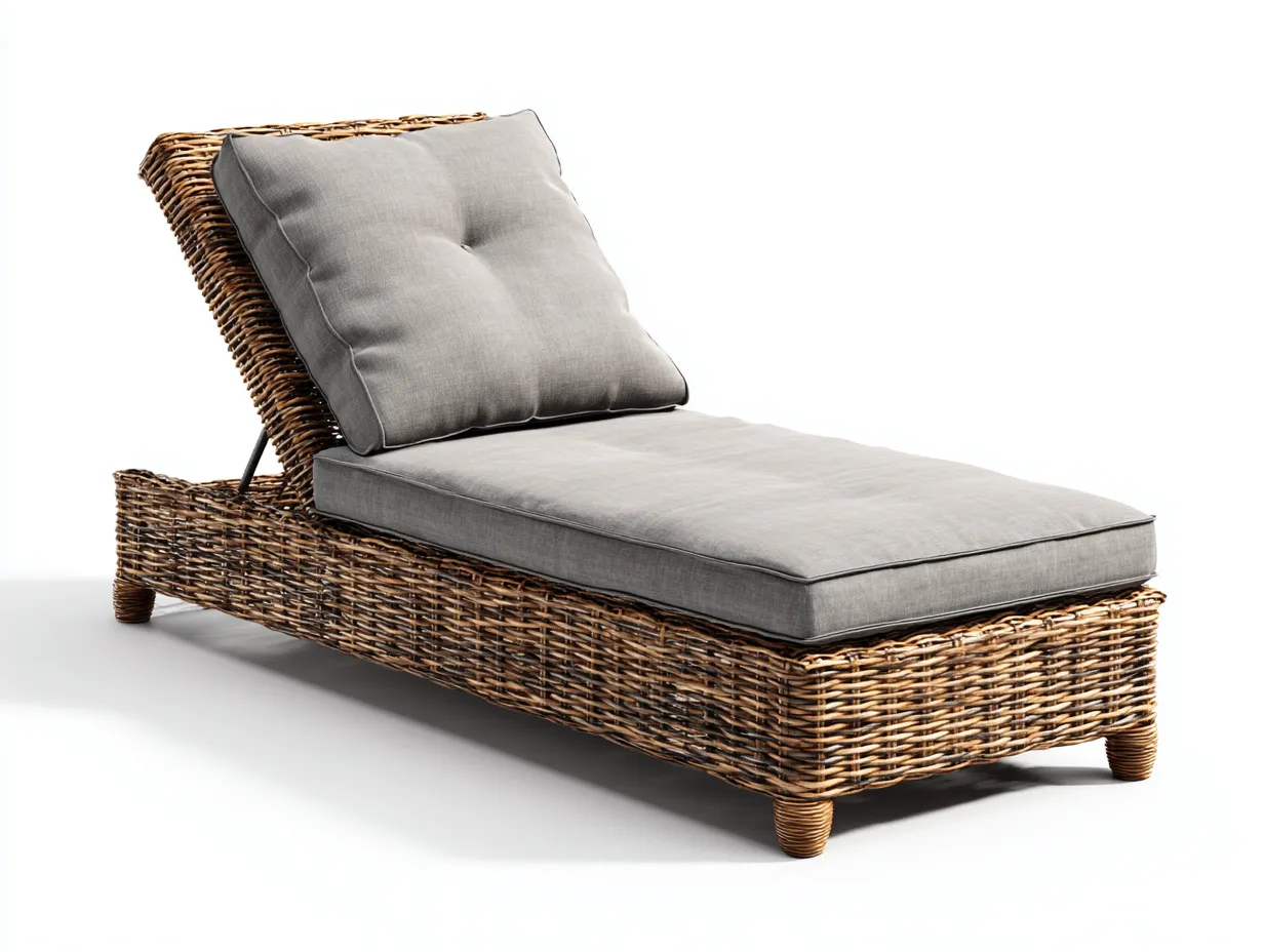 Bain de soleil en résine tressée 173x69x87 cm gris-naturel style moderne pour jardin terrasse et bord de piscine-Havenupmart