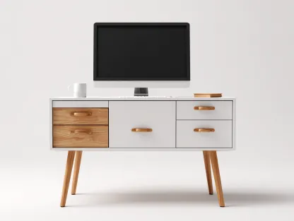 Bureau en bois 145x58x77 cm - blanc et bois naturel - avec tiroirs - pour bureau - style contemporain-Havenupmart