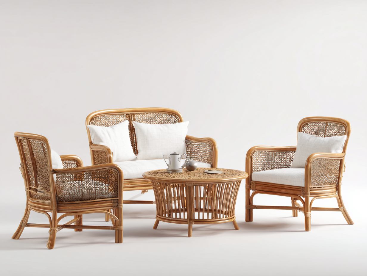 Canapé de jardin en rotin synthétique 138x72x82 cm blanc cassé-naturel pour terrasse et jardin style moderne-Havenupmart