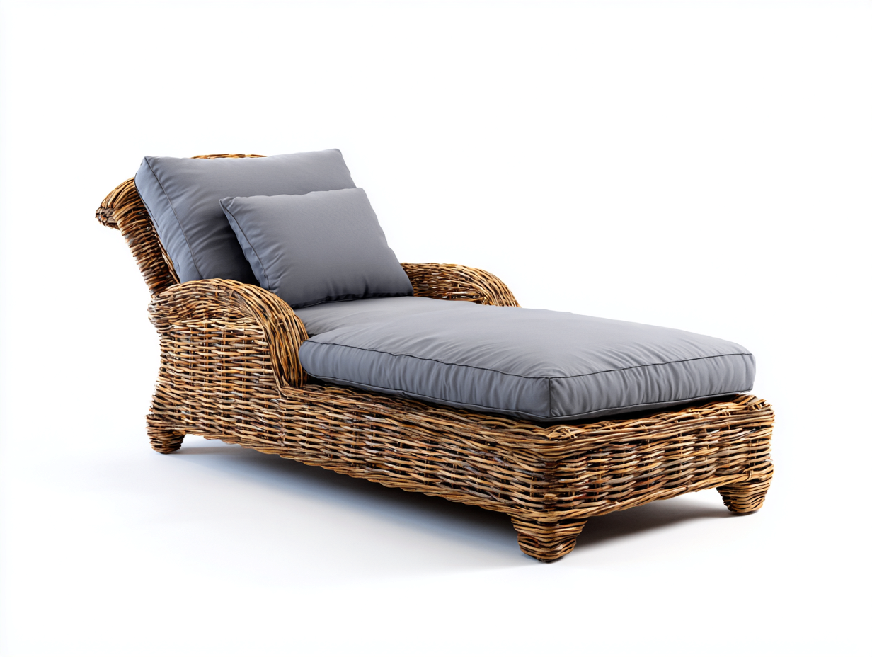Bain de soleil en résine tressée 172x76x88 cm gris-naturel style moderne pour jardin terrasse et bord de piscine-Havenupmart