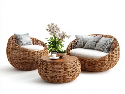 Canapé de jardin en rotin synthétique 148x86x78 cm beige-naturel pour terrasse et jardin style moderne-Havenupmart