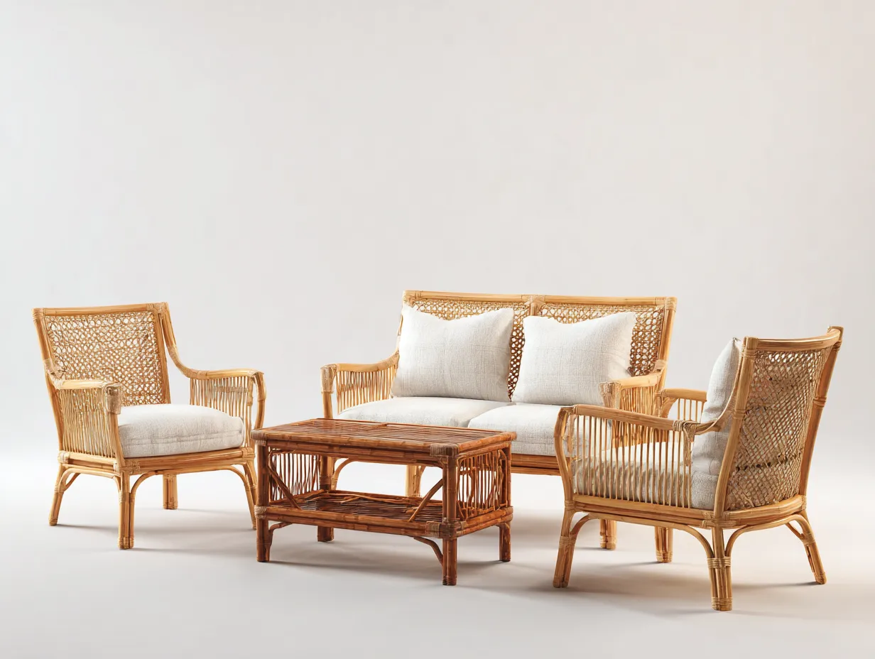 Canapé de jardin en rotin synthétique 132x70x84 cm blanc cassé-naturel pour terrasse et jardin style moderne-Havenupmart