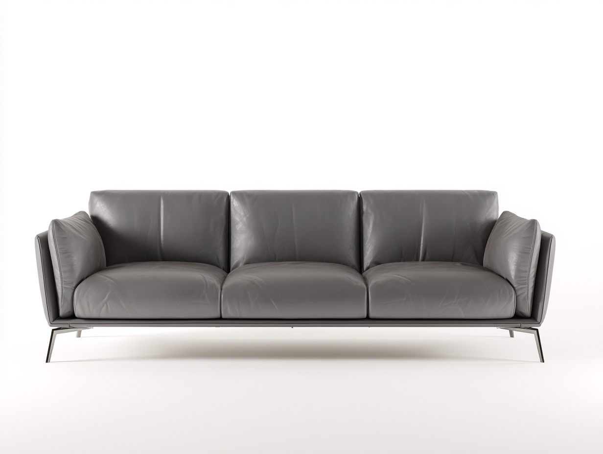 Canapé 3 places en cuir gris 230x92x78 cm - adapté au salon - style moderne-Sofaupyard