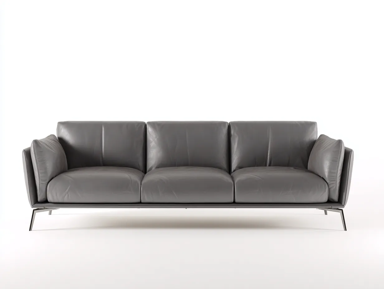 Canapé 3 places en cuir gris 230x92x78 cm - adapté au salon - style moderne-Sofaupyard