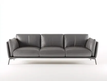 Canapé 3 places en cuir gris 230x92x78 cm - adapté au salon - style moderne-Sofaupyard
