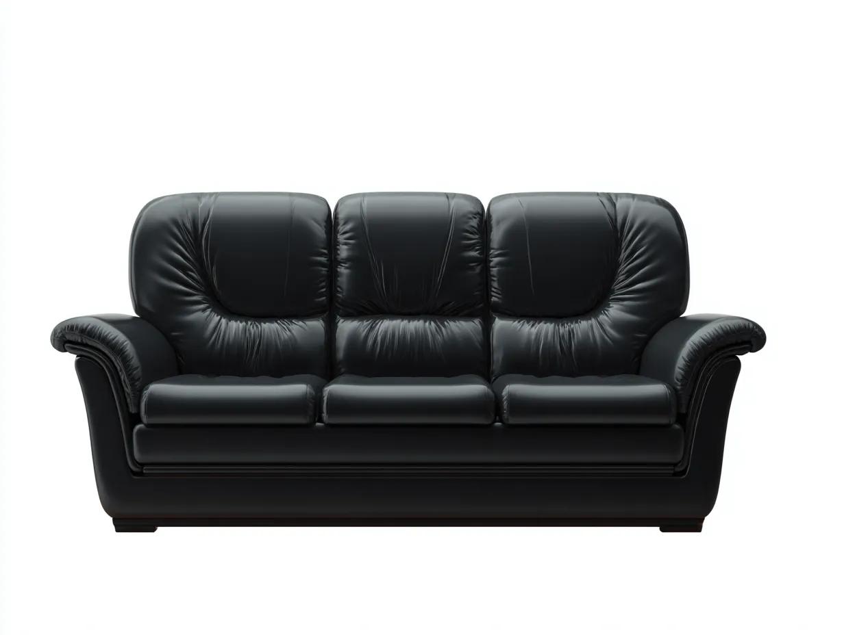Canapé 3 places en cuir synthétique noir 218x94x90 cm - adapté au salon - style moderne-Sofaupyard