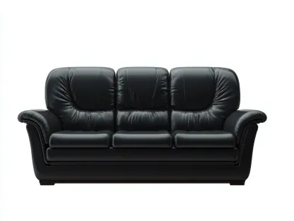 Canapé 3 places en cuir synthétique noir 218x94x90 cm - adapté au salon - style moderne-Sofaupyard