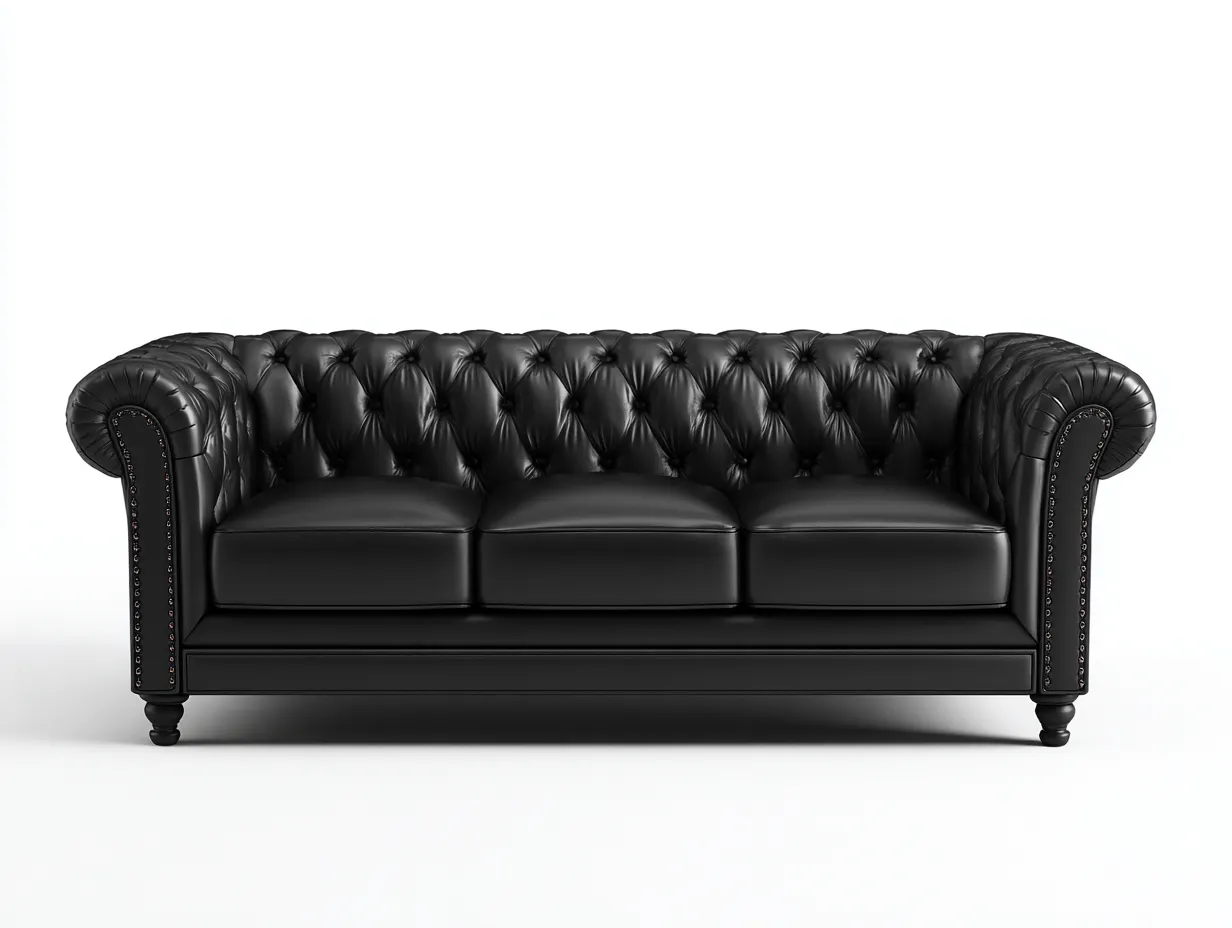 Canapé 3 places en cuir synthétique noir 230x98x78 cm - adapté au salon - style classique-Sofaupyard