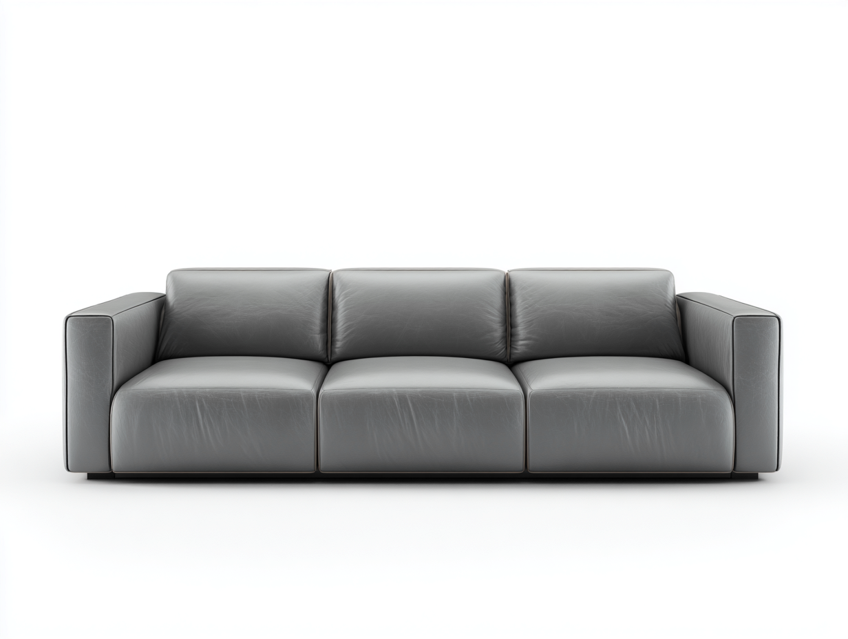 Canapé 3 places en cuir gris 220x90x72 cm - adapté au salon - style moderne-Sofaupyard