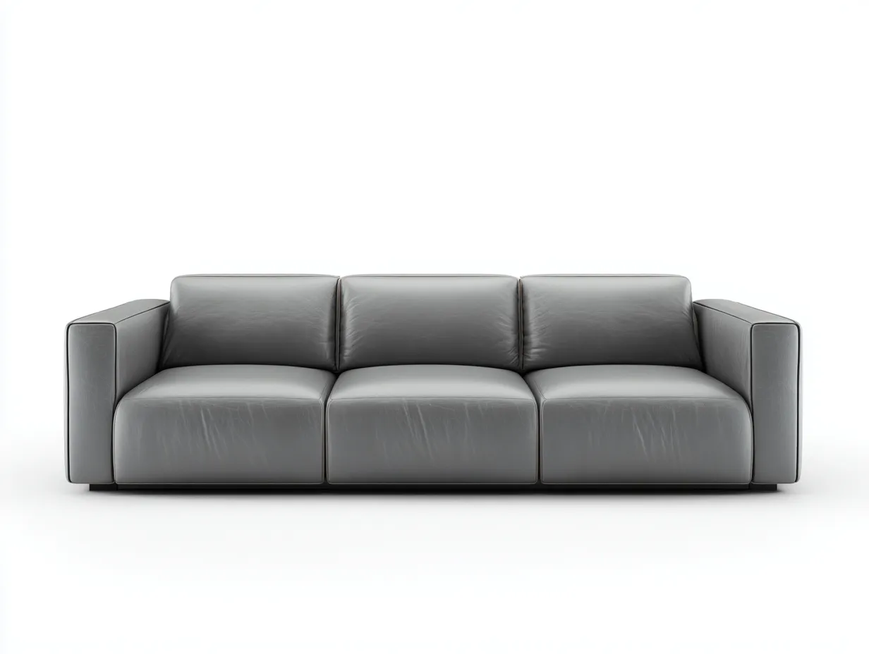 Canapé 3 places en cuir gris 220x90x72 cm - adapté au salon - style moderne-Sofaupyard