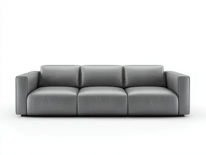 Canapé 3 places en cuir gris 220x90x72 cm - adapté au salon - style moderne-Sofaupyard