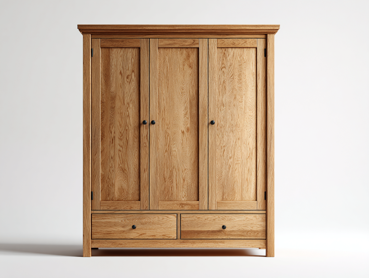 Armoire en bois coloris chêne clair 150x58x190 cm - adaptée à la chambre - style classique-Sofaupyard