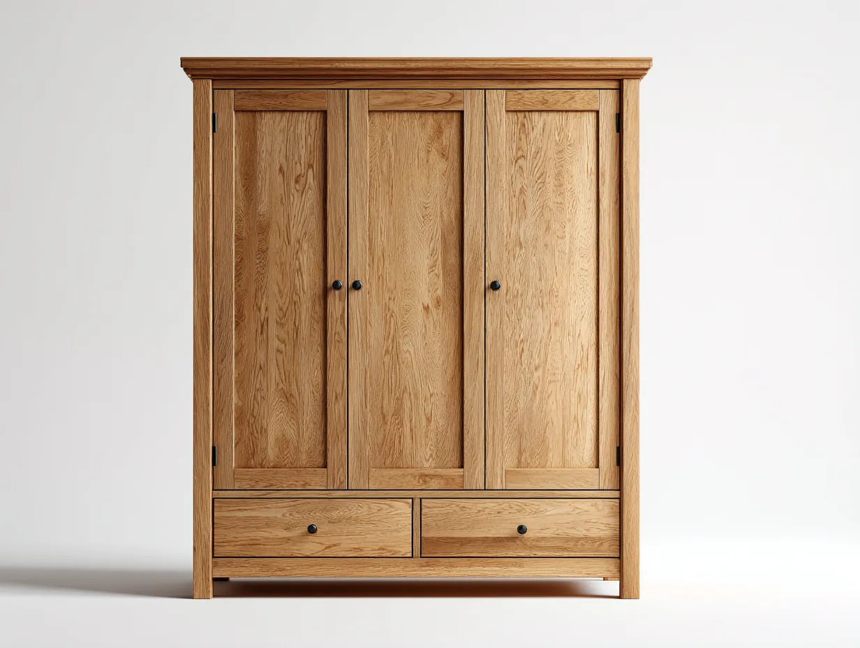 Armoire en bois coloris chêne clair 150x58x190 cm - adaptée à la chambre - style classique-Sofaupyard