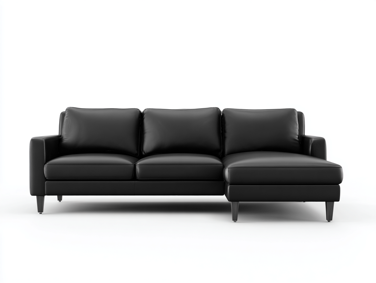 Canapé d'angle en cuir synthétique noir 248x160x86 cm - adapté au salon - design moderne-Sofaupyard