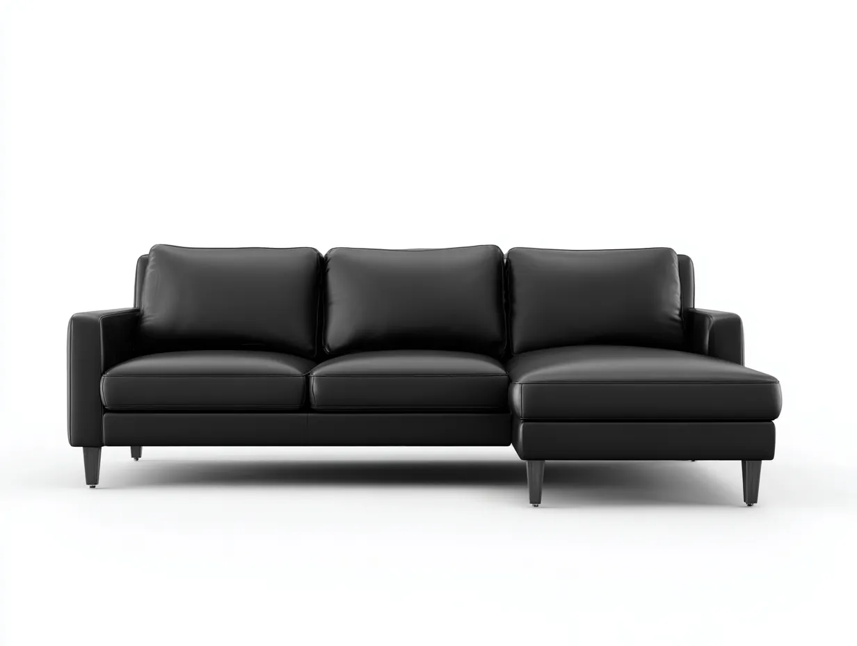 Canapé d'angle en cuir synthétique noir 248x160x86 cm - adapté au salon - design moderne-Sofaupyard