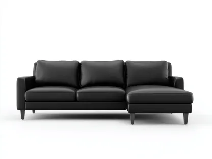 Canapé d'angle en cuir synthétique noir 248x160x86 cm - adapté au salon - design moderne-Sofaupyard