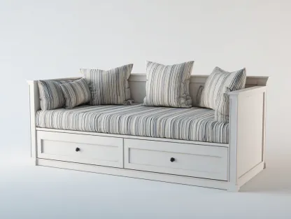 Canapé lit en bois avec espace de rangement 198x92x82 cm - blanc-bleu - adapté au salon - style classique-Sofaupyard