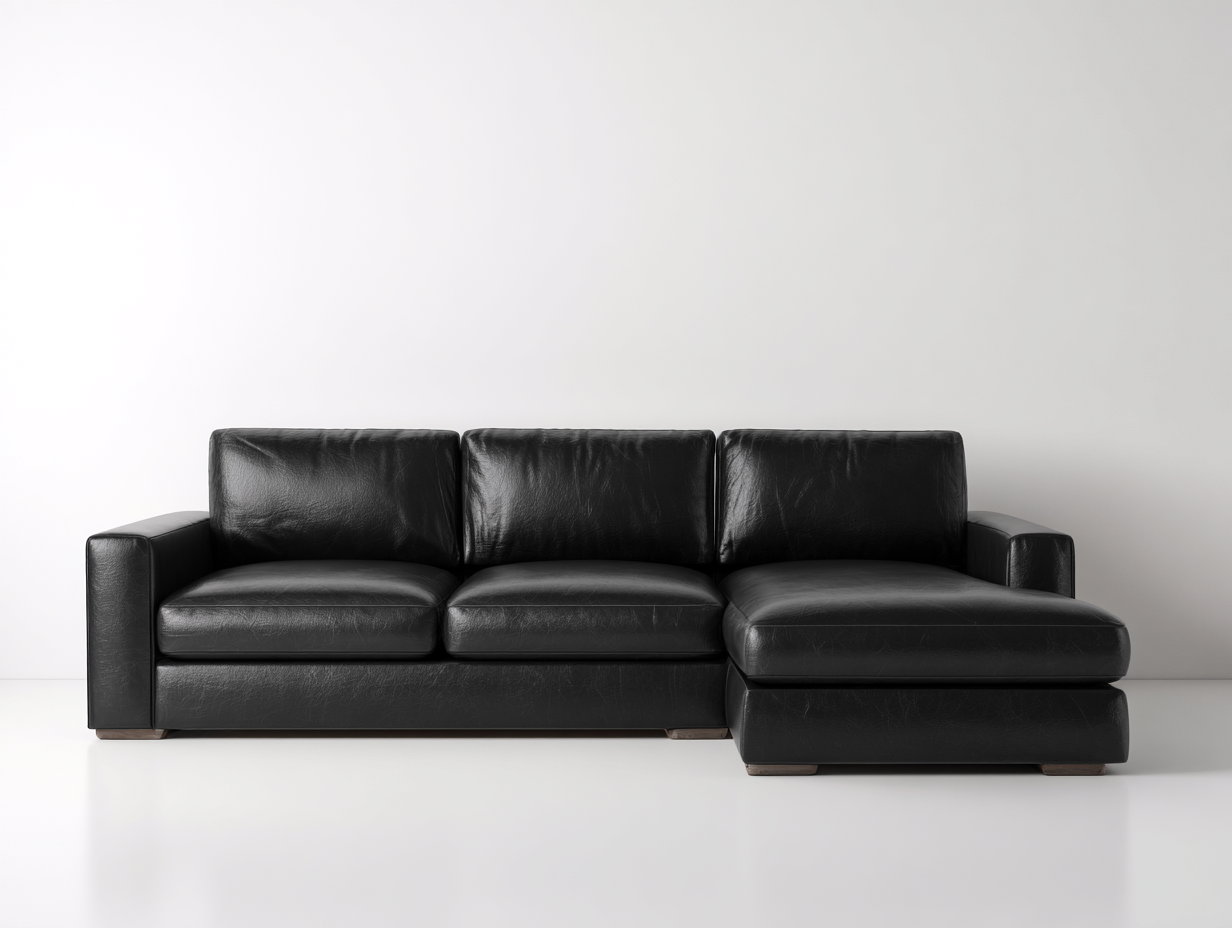 Canapé d'angle en cuir synthétique noir 255x165x82 cm - adapté au salon - design moderne-Sofaupyard