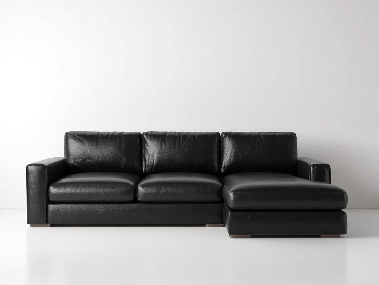 Canapé d'angle en cuir synthétique noir 255x165x82 cm - adapté au salon - design moderne-Sofaupyard