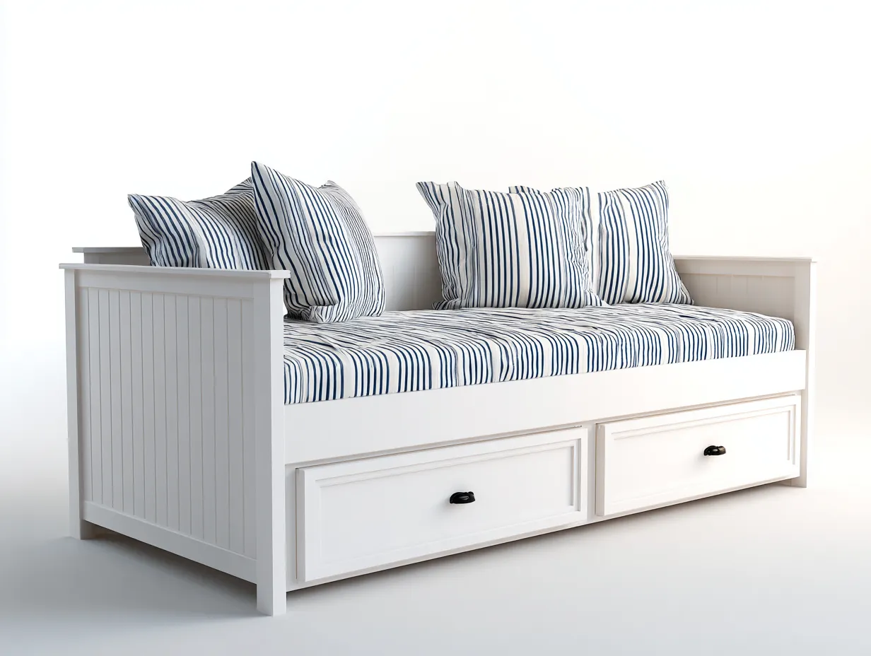 Canapé lit en bois blanc avec tiroirs 203x98x85 cm - adapté au salon - design classique-Sofaupyard