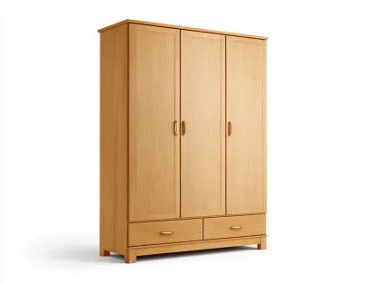 Armoire en bois coloris chêne naturel 150x58x190 cm - adaptée à la chambre - style naturel-Sofaupyard